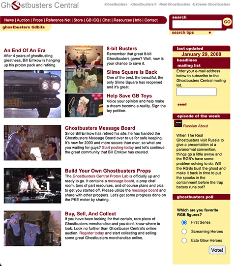 Ghostbusters Central, the precursor to Ghostbusters.net in the year 2000.